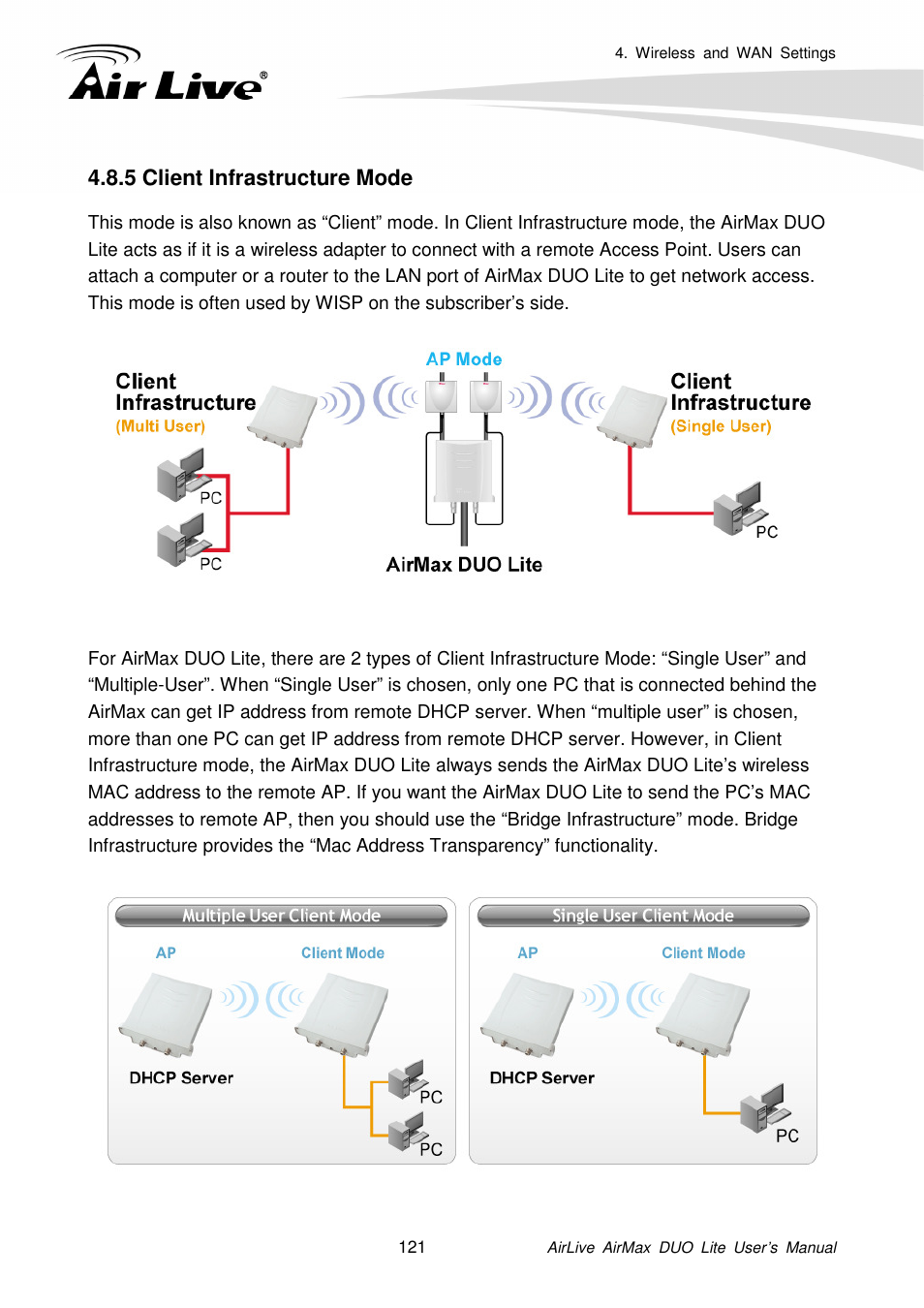 5 client infrastructure mode | AirLive AirMax DUO Lite User Manual | Page 129 / 207
