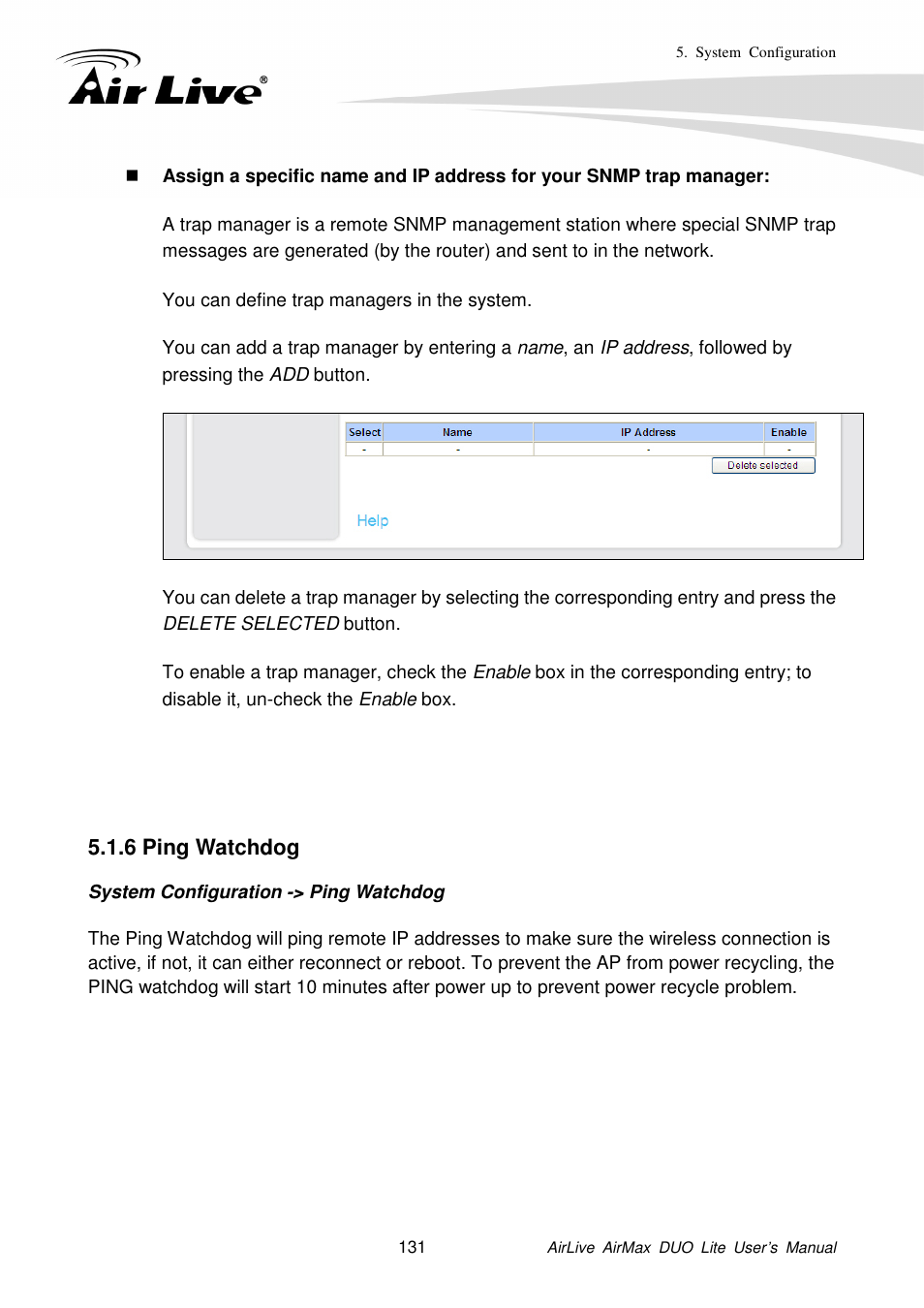6 ping watchdog | AirLive AirMax DUO Lite User Manual | Page 139 / 207