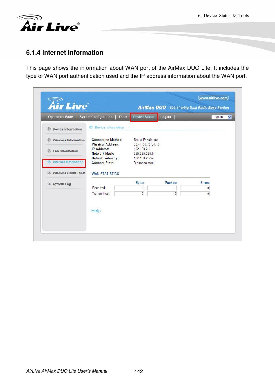 4 internet information | AirLive AirMax DUO Lite User Manual | Page 150 / 207