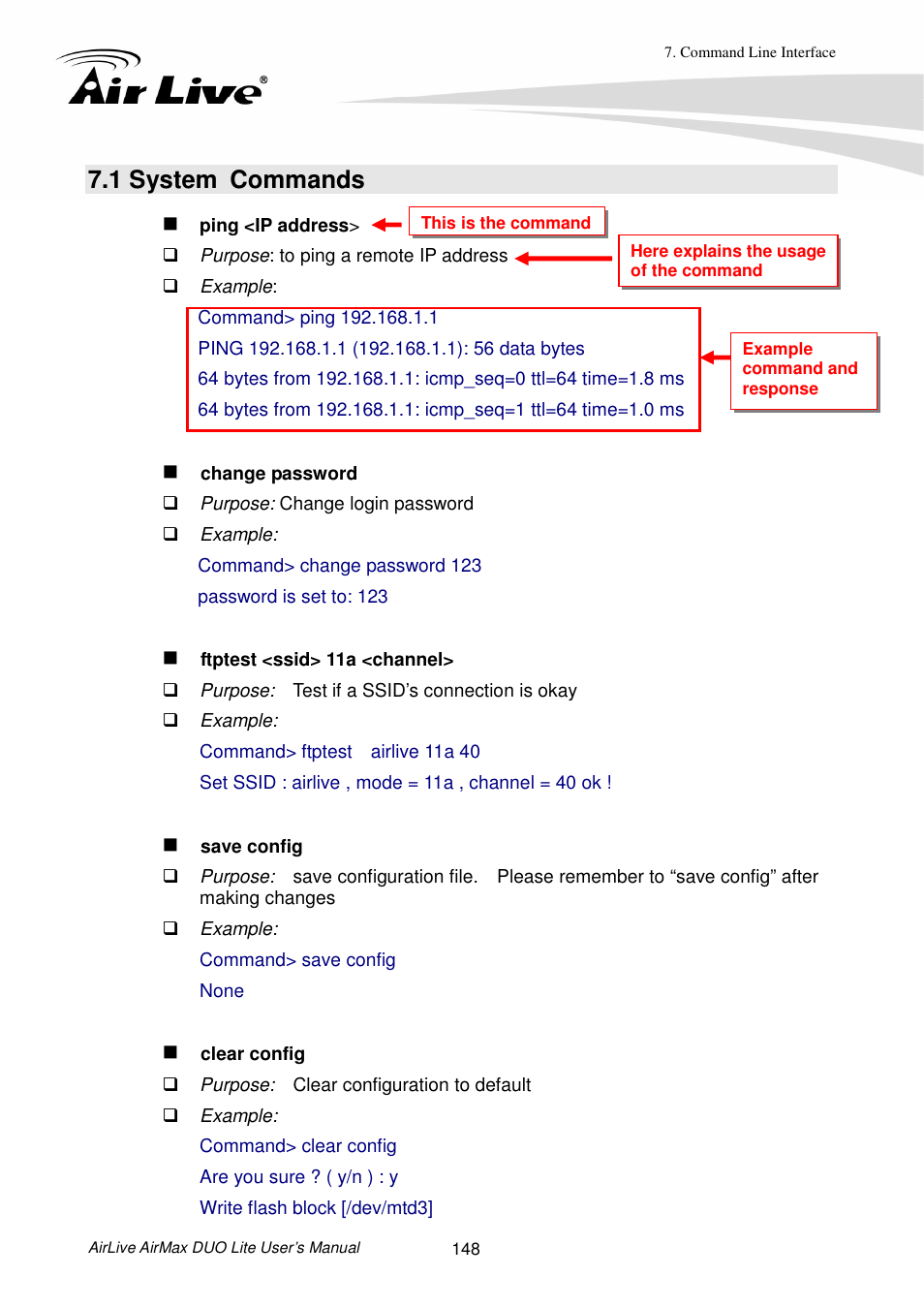 1 system commands | AirLive AirMax DUO Lite User Manual | Page 156 / 207