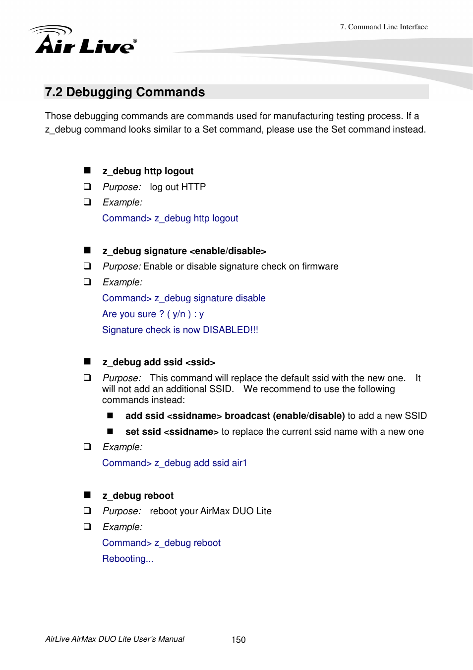 2 debugging commands | AirLive AirMax DUO Lite User Manual | Page 158 / 207