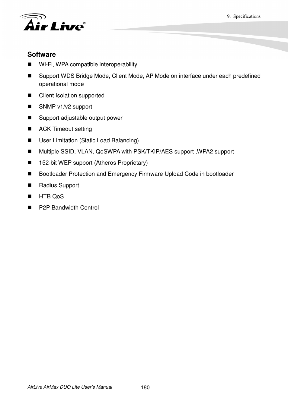 Software | AirLive AirMax DUO Lite User Manual | Page 188 / 207