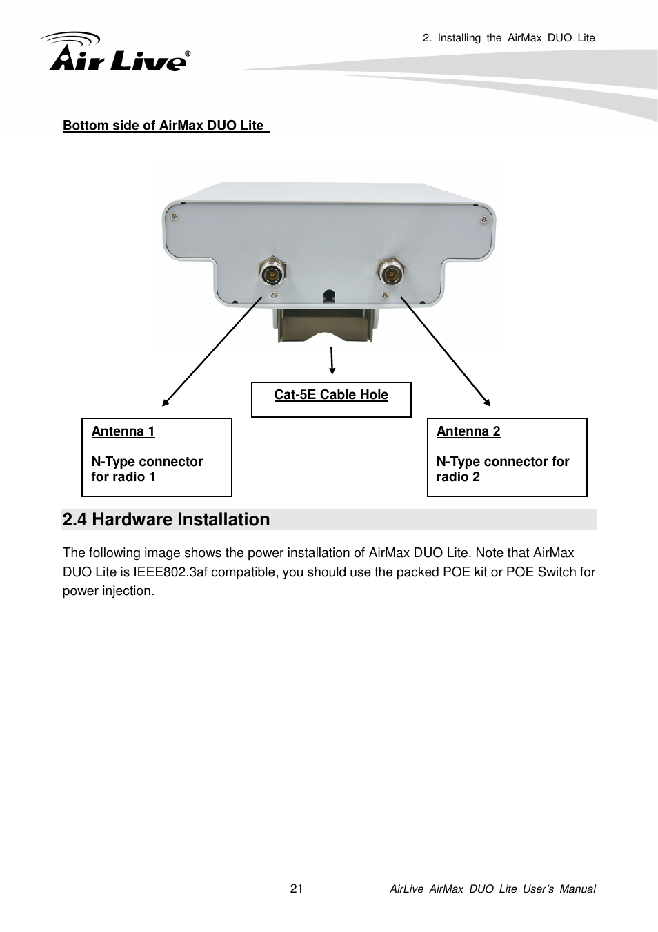 4 hardware installation | AirLive AirMax DUO Lite User Manual | Page 29 / 207