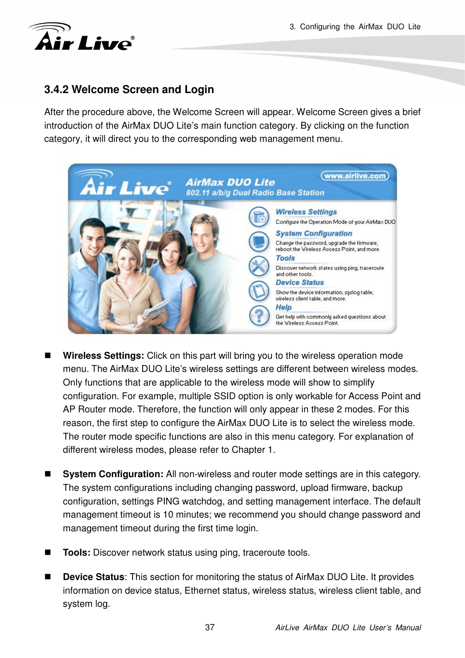 2 welcome screen and login | AirLive AirMax DUO Lite User Manual | Page 45 / 207