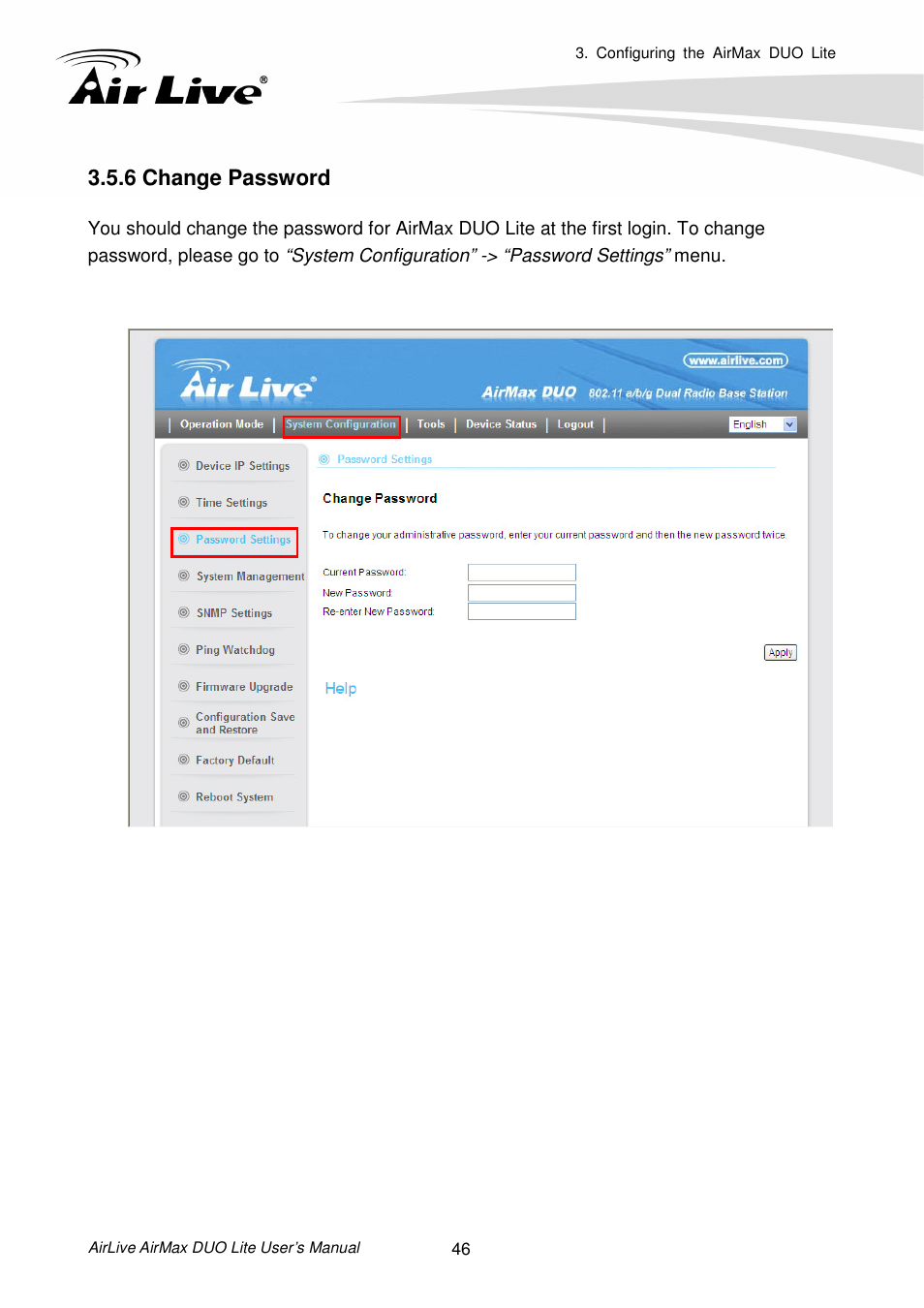6 change password | AirLive AirMax DUO Lite User Manual | Page 54 / 207
