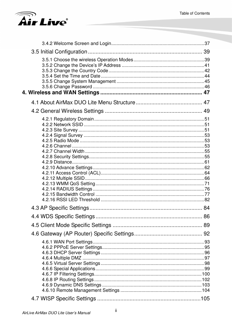 AirLive AirMax DUO Lite User Manual | Page 6 / 207