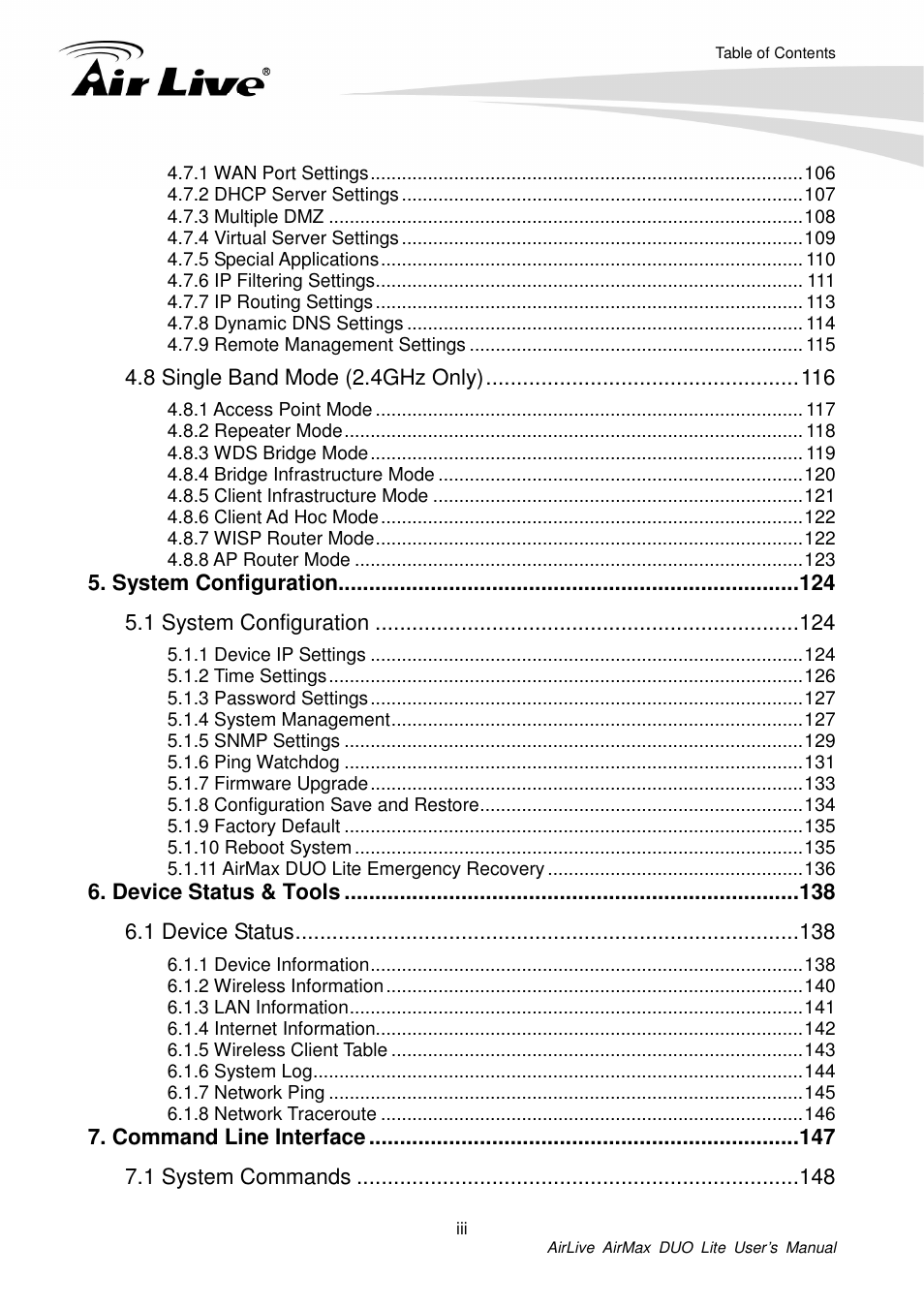 AirLive AirMax DUO Lite User Manual | Page 7 / 207