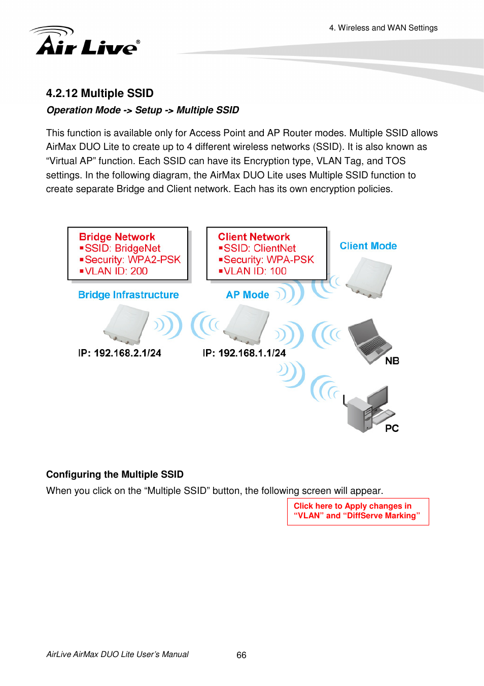 12 multiple ssid | AirLive AirMax DUO Lite User Manual | Page 74 / 207