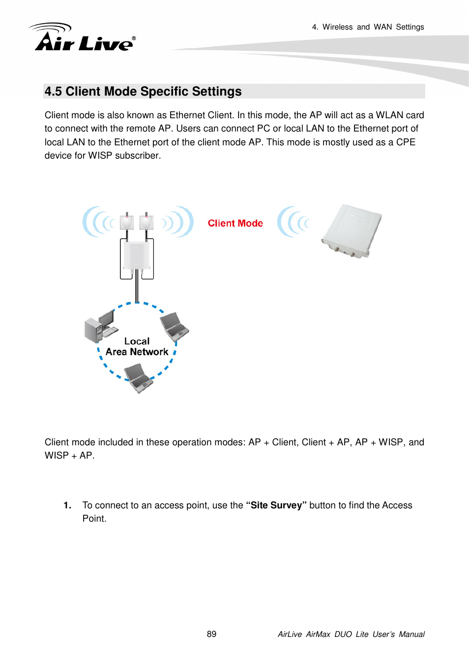 5 client mode specific settings | AirLive AirMax DUO Lite User Manual | Page 97 / 207