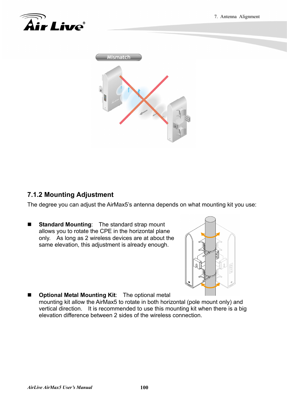 2 mounting adjustment | AirLive AirMax5 User Manual | Page 107 / 146