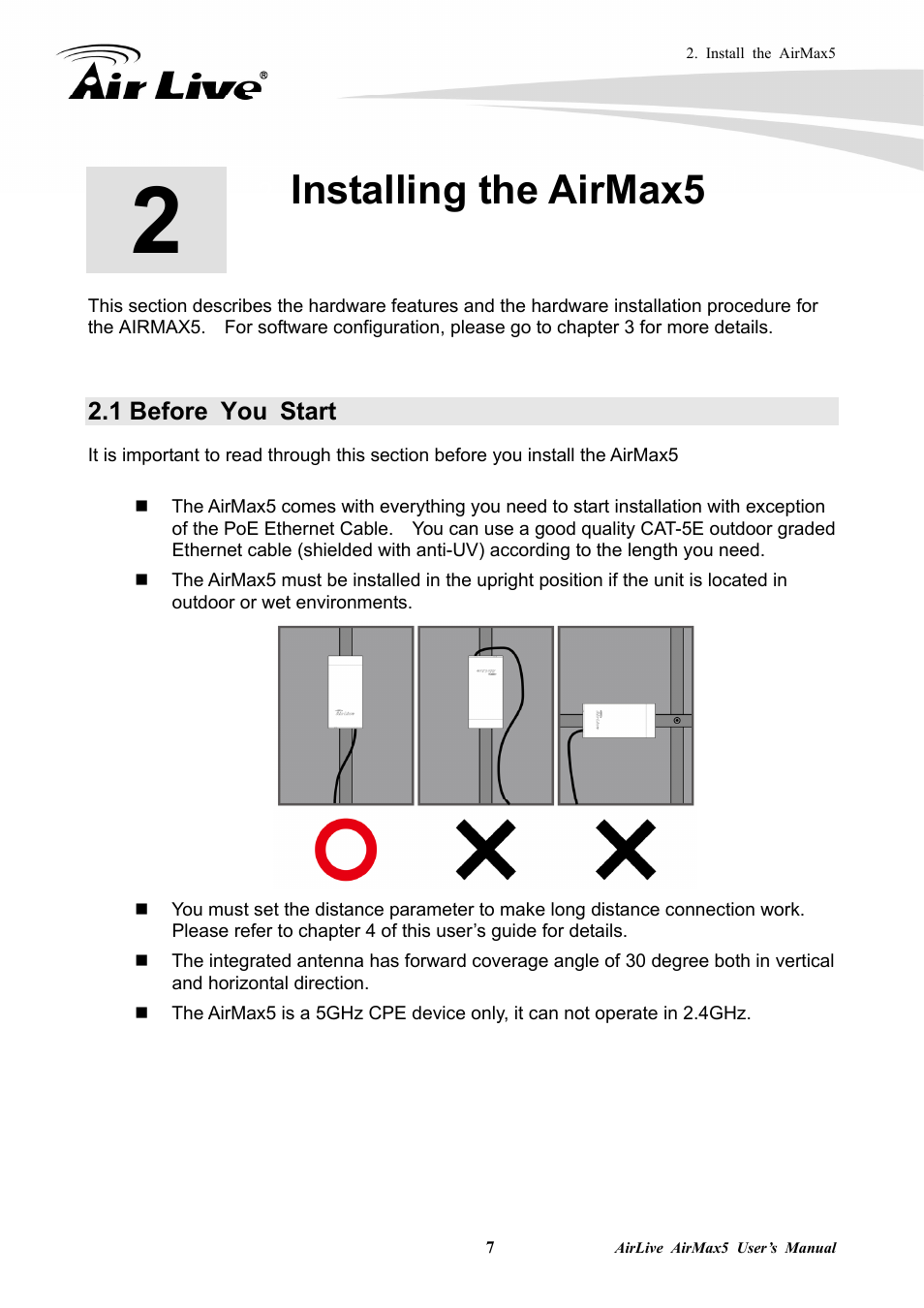 Installing the airmax5, 1 before you start | AirLive AirMax5 User Manual | Page 14 / 146