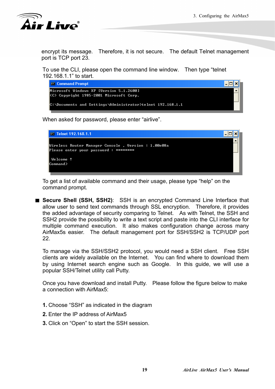 Secure shell (ssh, ssh2) | AirLive AirMax5 User Manual | Page 26 / 146