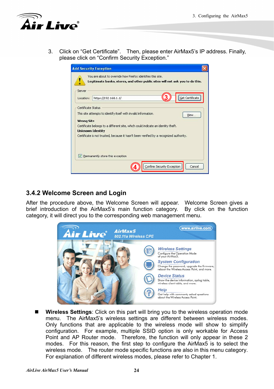 2 welcome screen and login | AirLive AirMax5 User Manual | Page 31 / 146