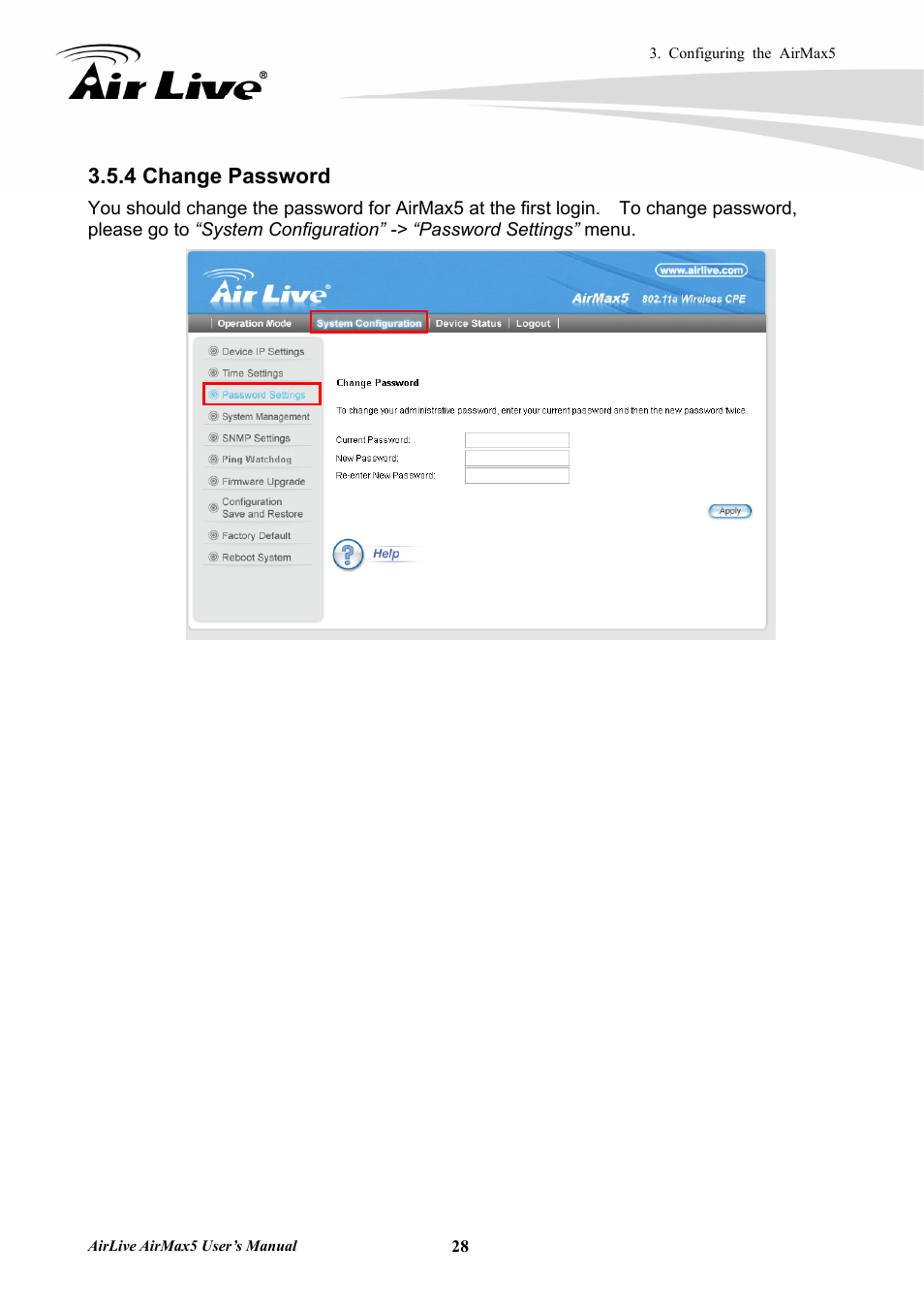 4 change password | AirLive AirMax5 User Manual | Page 35 / 146