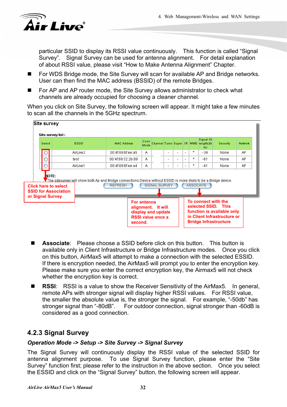 3 signal survey | AirLive AirMax5 User Manual | Page 39 / 146