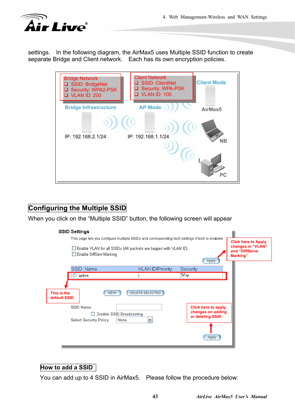 Configuring the multiple ssid | AirLive AirMax5 User Manual | Page 50 / 146