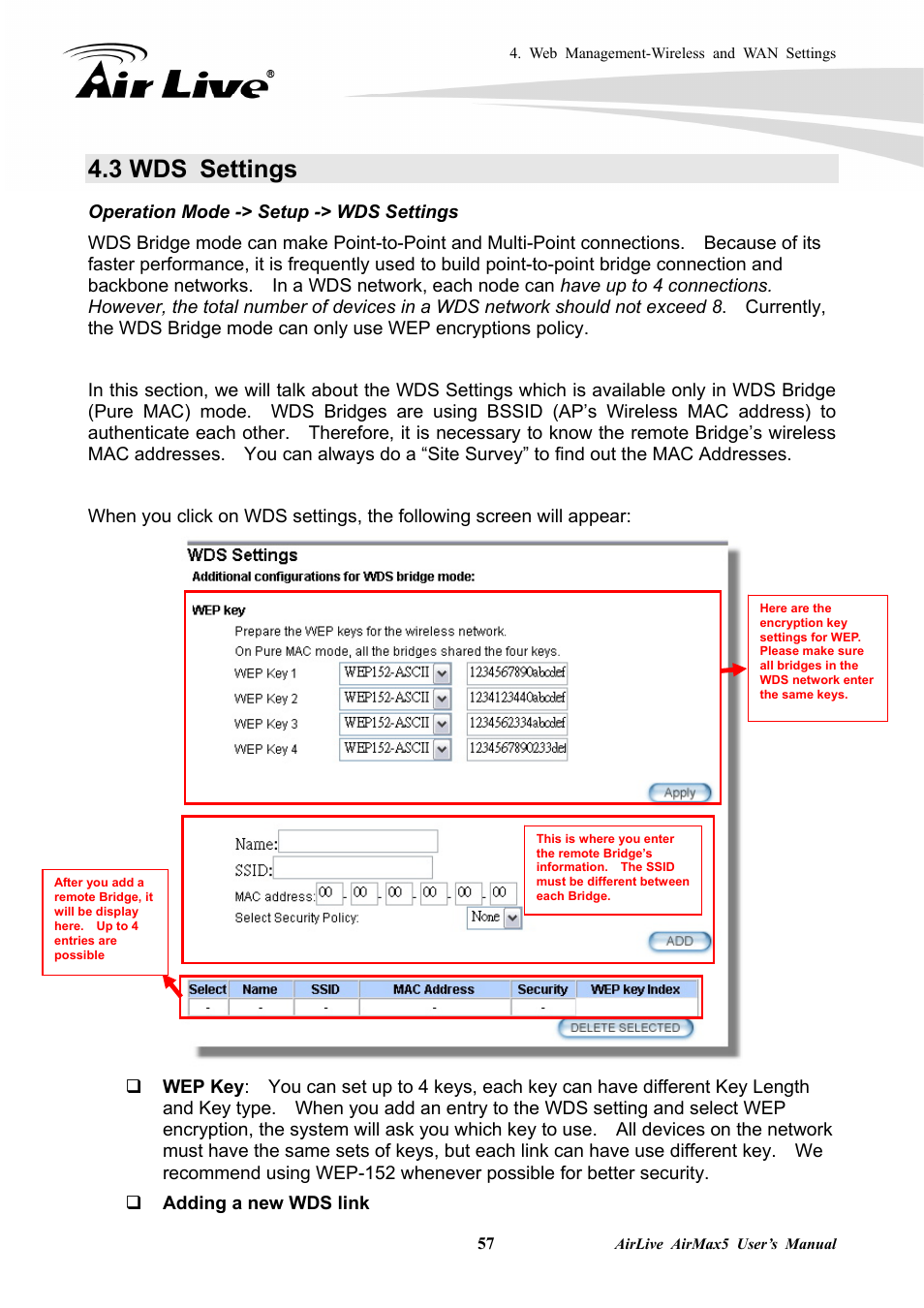 3 wds settings | AirLive AirMax5 User Manual | Page 64 / 146