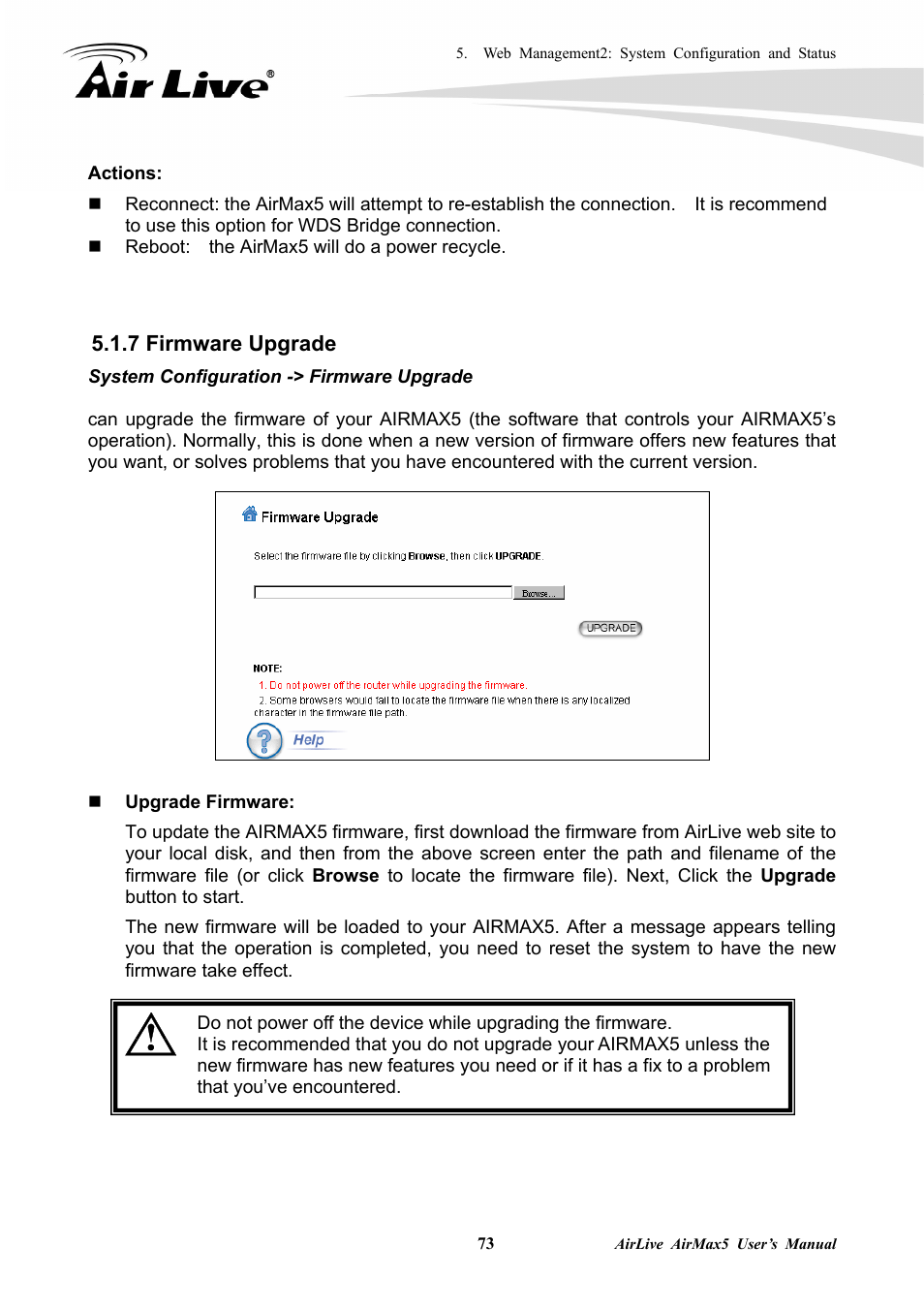 7 firmware upgrade | AirLive AirMax5 User Manual | Page 80 / 146