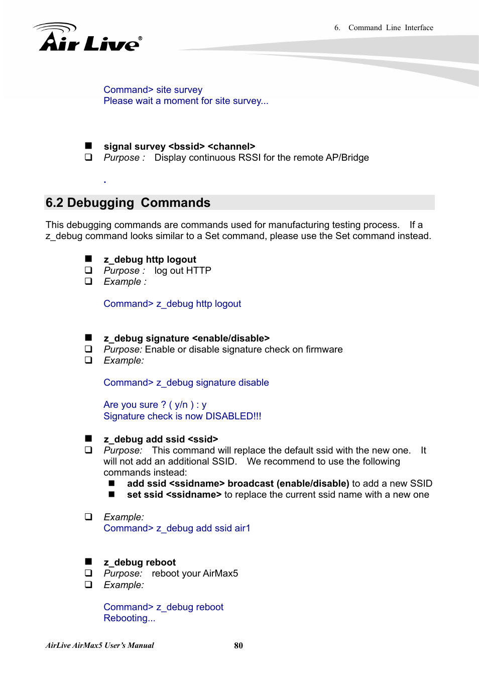 2 debugging commands | AirLive AirMax5 User Manual | Page 87 / 146