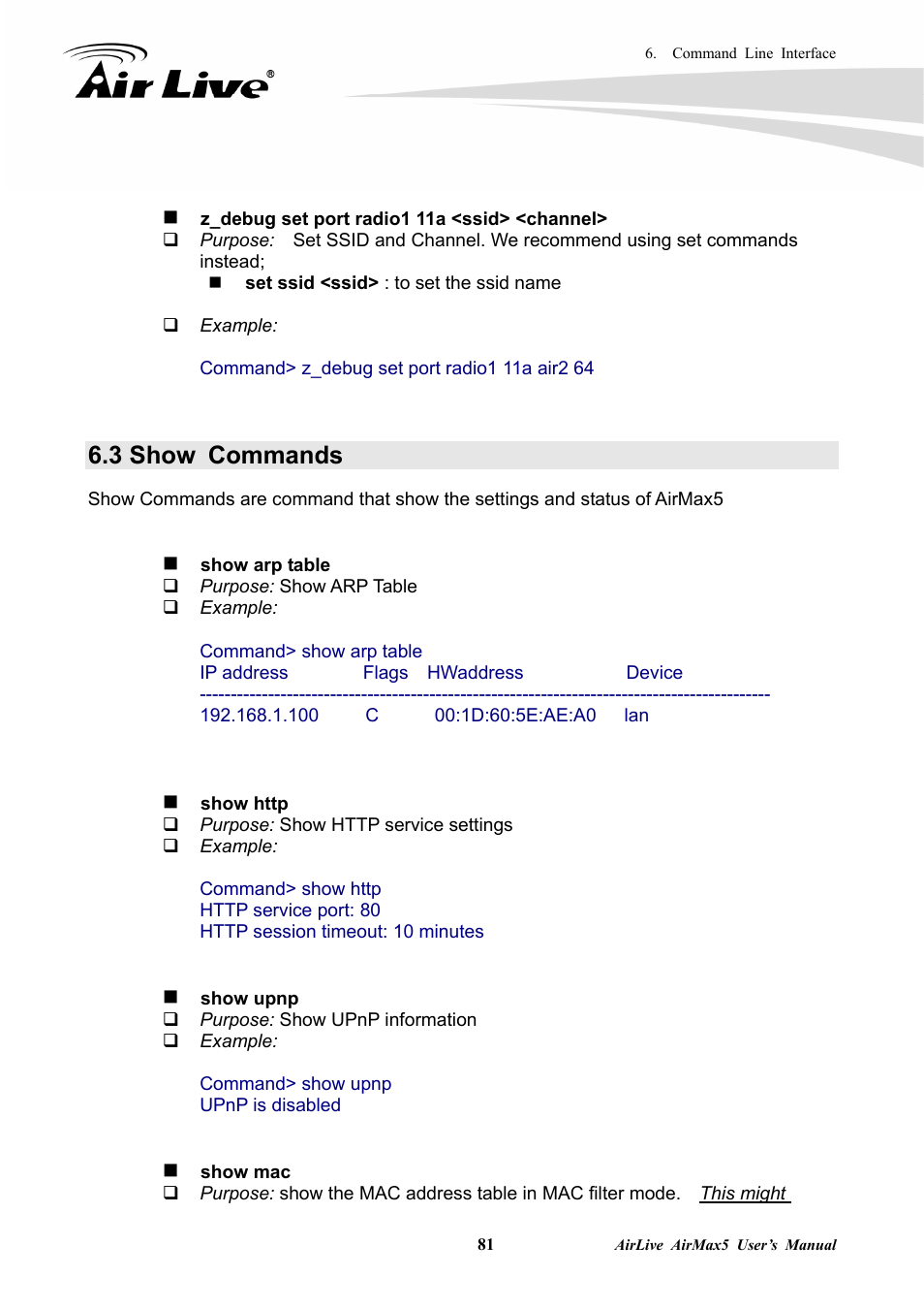 3 show commands | AirLive AirMax5 User Manual | Page 88 / 146