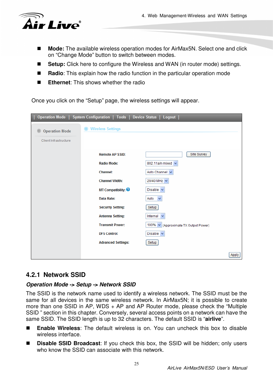 1 network ssid | AirLive AirMax5N-ESD User Manual | Page 31 / 93