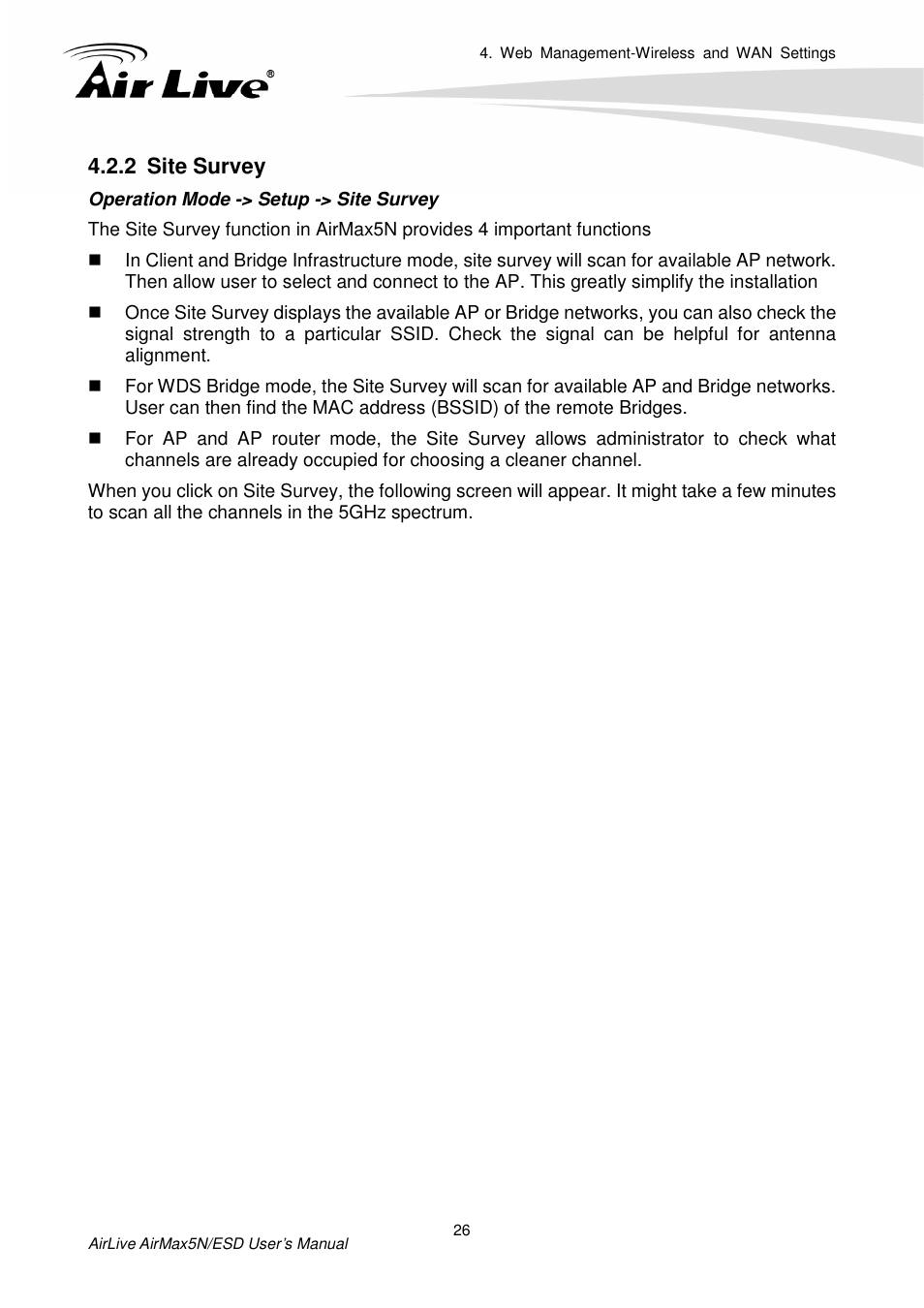2 site survey | AirLive AirMax5N-ESD User Manual | Page 32 / 93