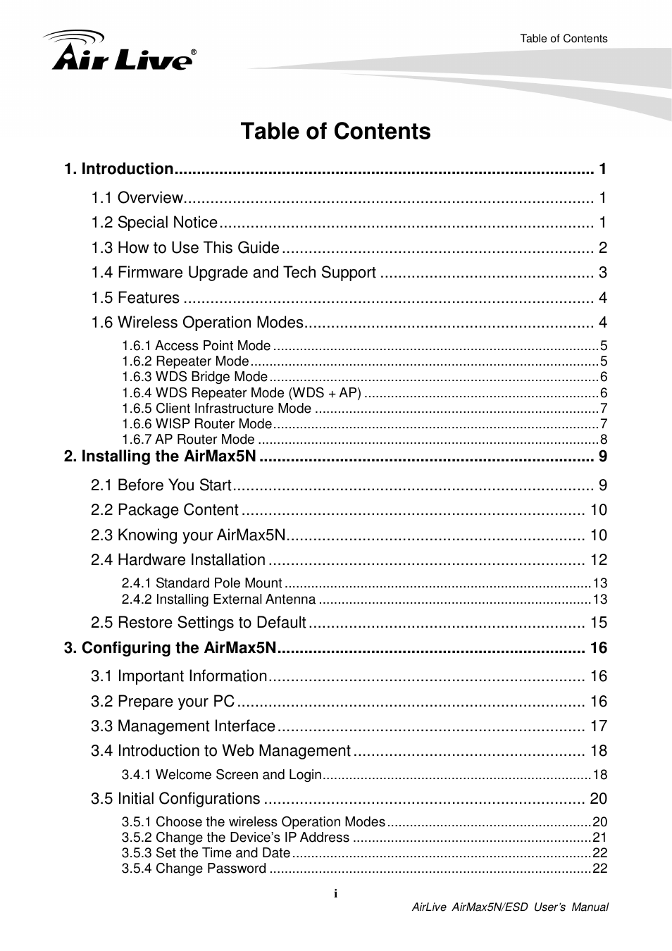 AirLive AirMax5N-ESD User Manual | Page 4 / 93