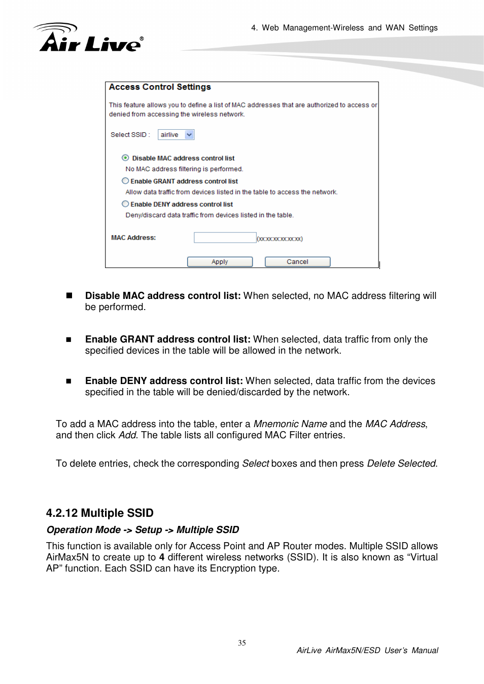 12 multiple ssid | AirLive AirMax5N-ESD User Manual | Page 41 / 93