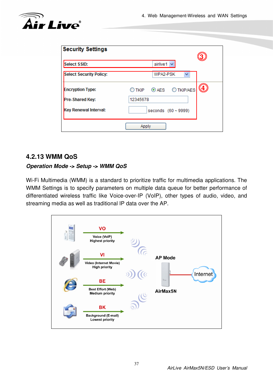 13 wmm qos | AirLive AirMax5N-ESD User Manual | Page 43 / 93