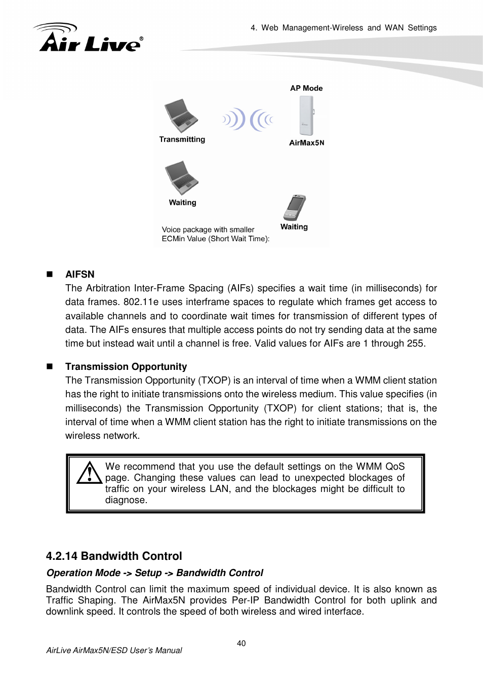 14 bandwidth control | AirLive AirMax5N-ESD User Manual | Page 46 / 93