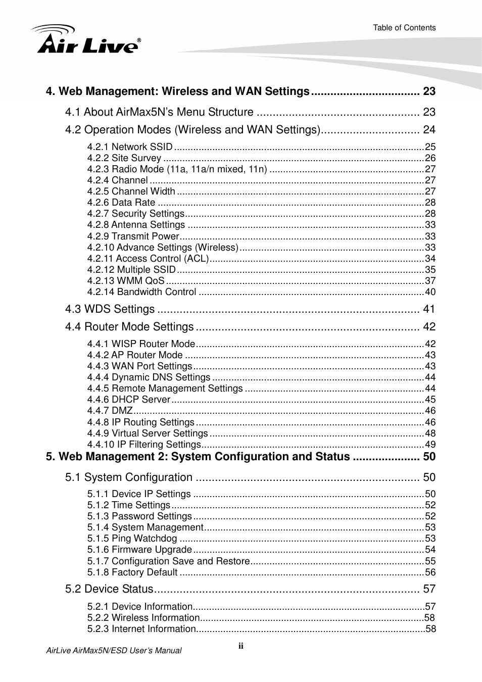 AirLive AirMax5N-ESD User Manual | Page 5 / 93