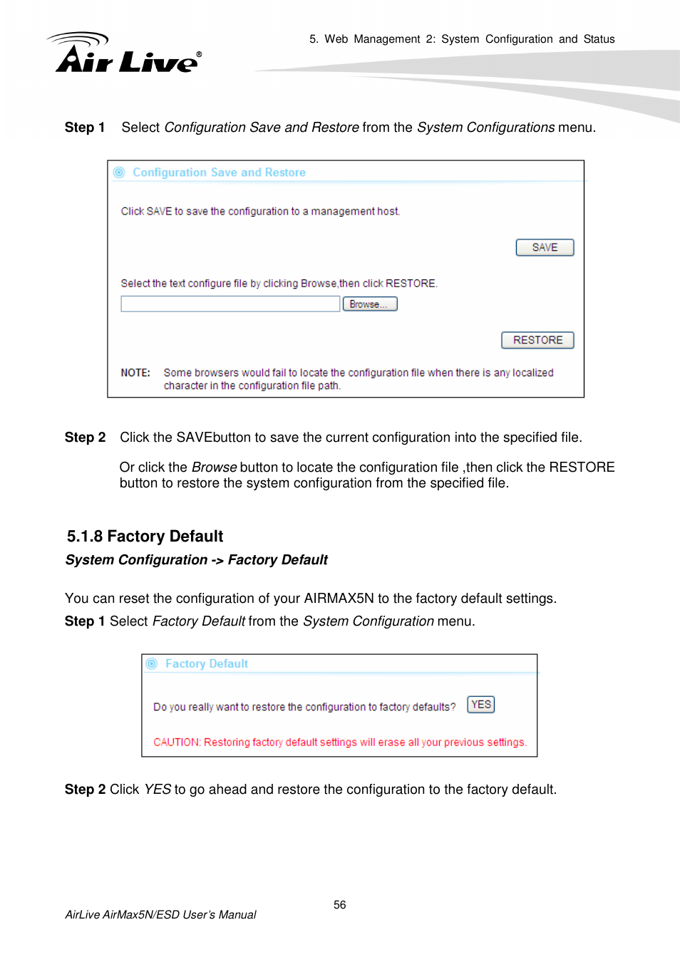8 factory default | AirLive AirMax5N-ESD User Manual | Page 62 / 93