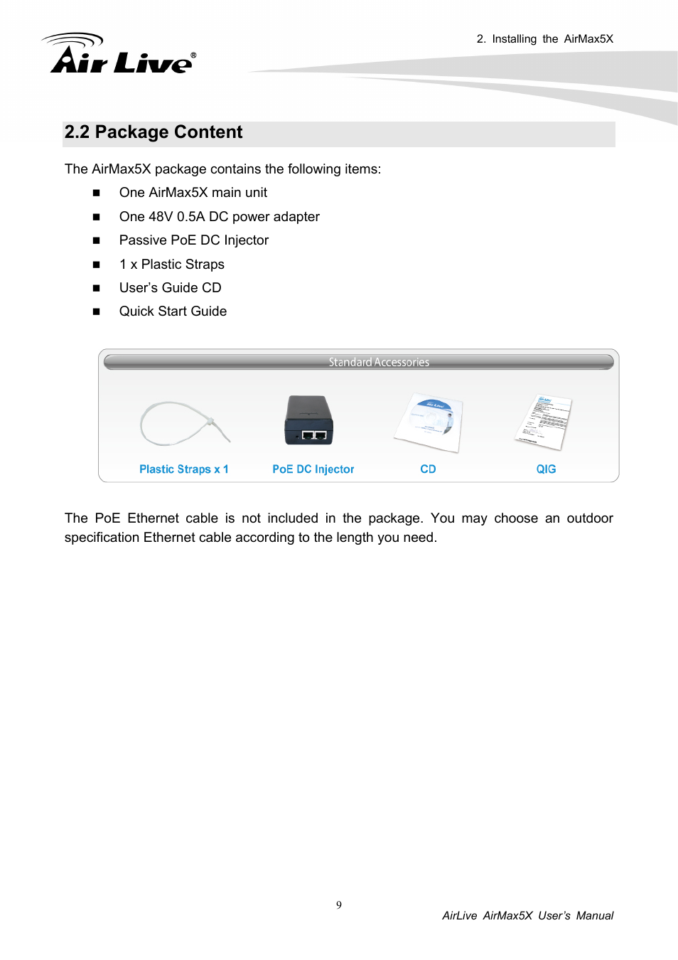 2 package content | AirLive AirMax5X User Manual | Page 15 / 91
