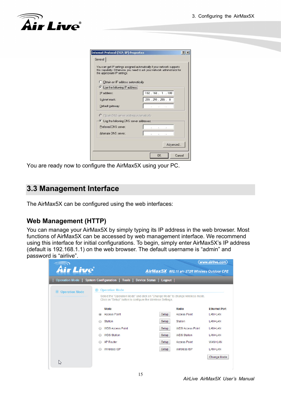 3 management interface | AirLive AirMax5X User Manual | Page 21 / 91