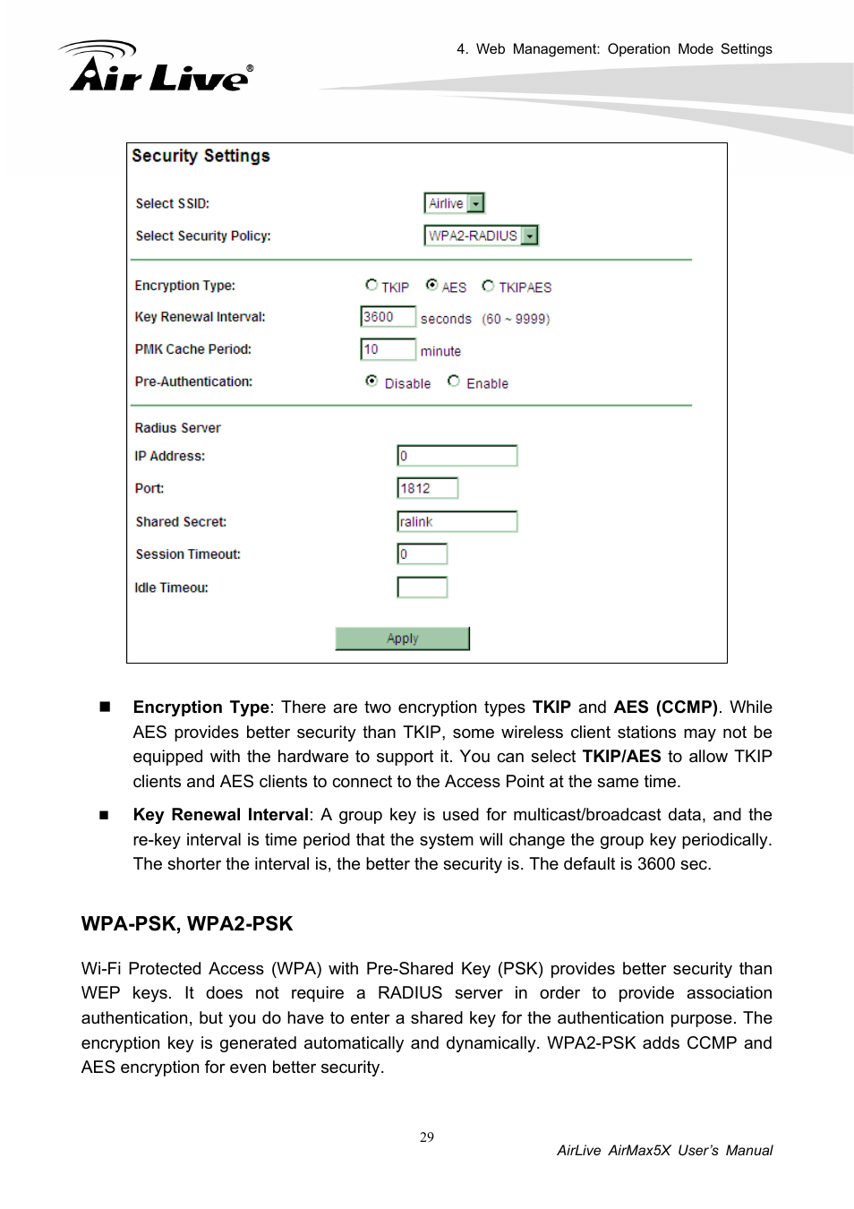 Wpa-psk, wpa2-psk | AirLive AirMax5X User Manual | Page 35 / 91