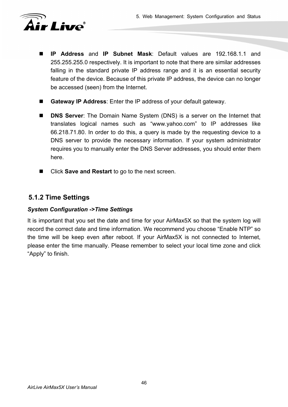 2 time settings | AirLive AirMax5X User Manual | Page 52 / 91