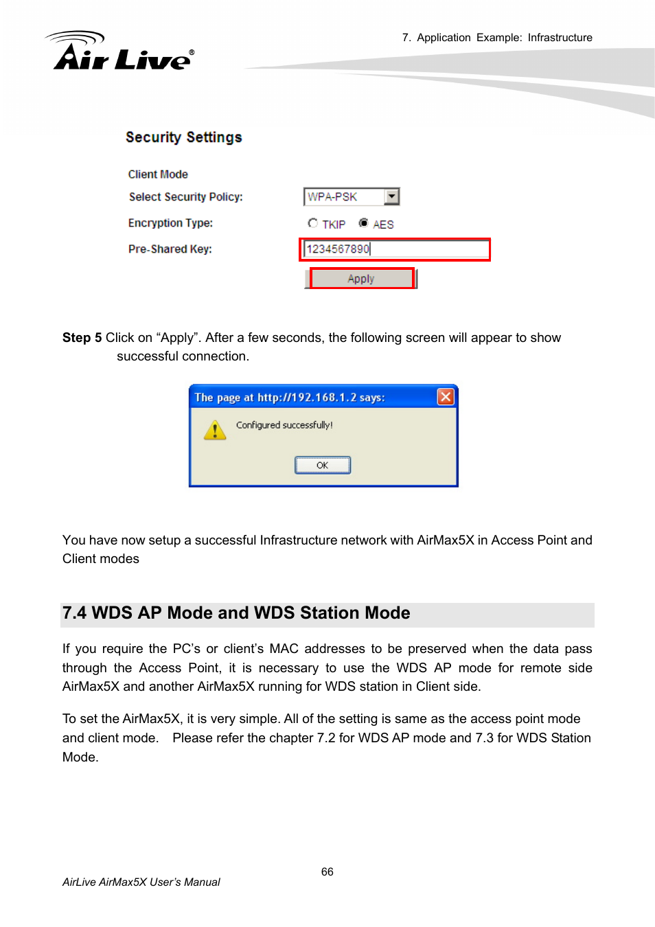4 wds ap mode and wds station mode | AirLive AirMax5X User Manual | Page 72 / 91