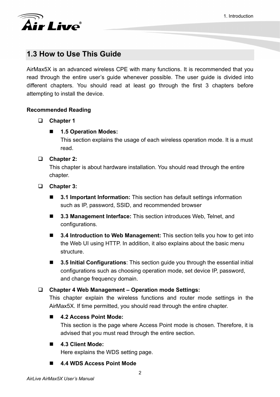 3 how to use this guide | AirLive AirMax5X User Manual | Page 8 / 91