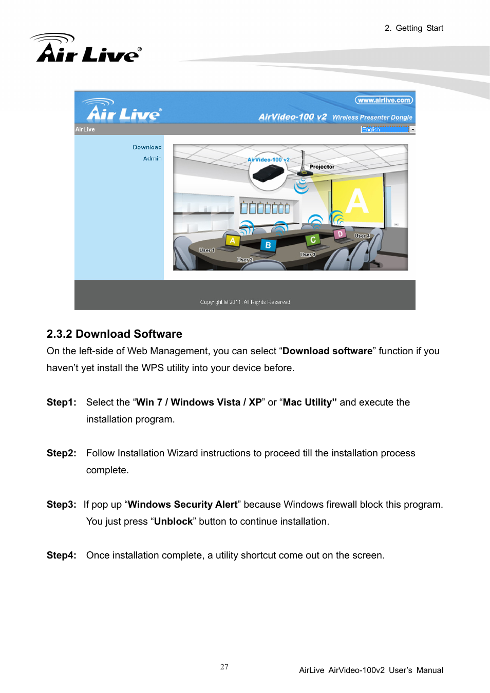 2 download software | AirLive AirVideo-100v2 User Manual | Page 32 / 63