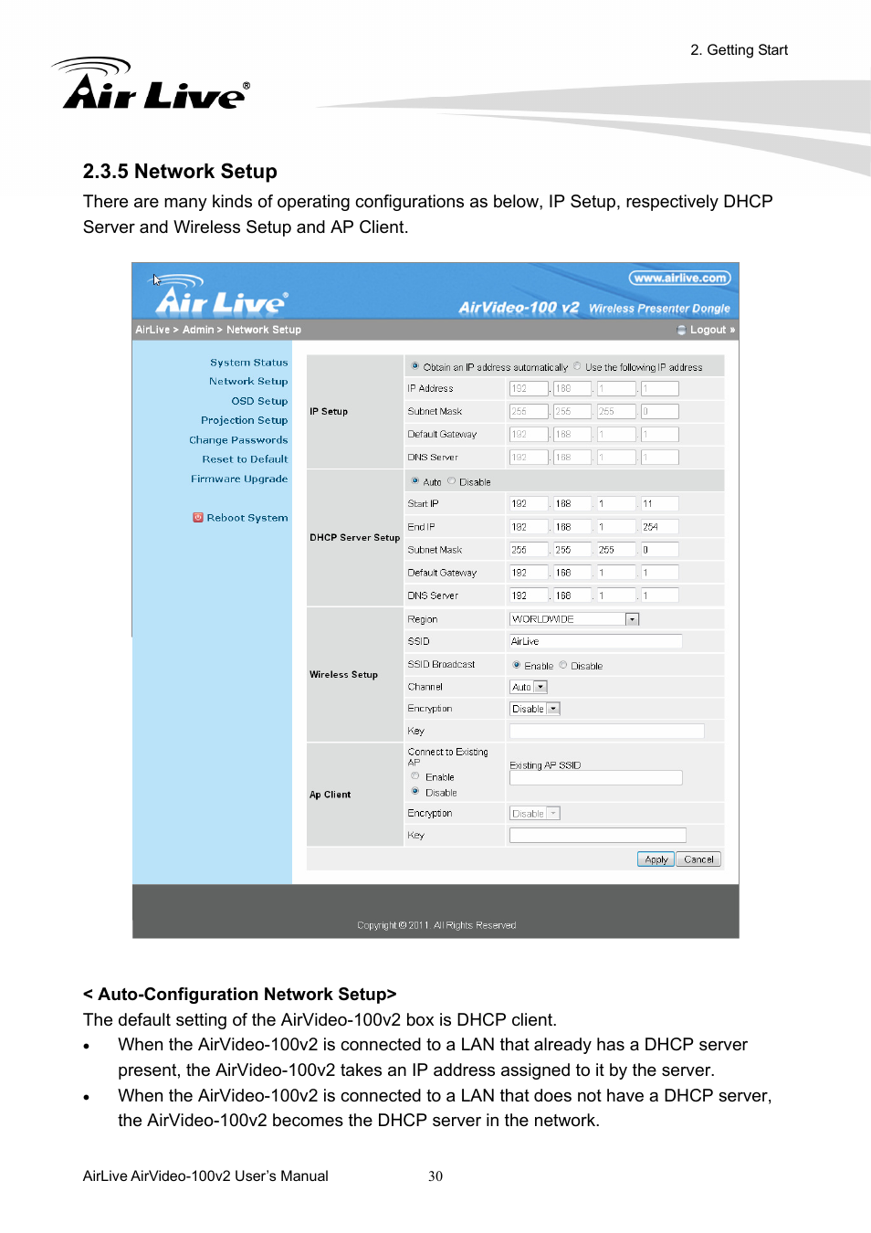 5 network setup | AirLive AirVideo-100v2 User Manual | Page 35 / 63