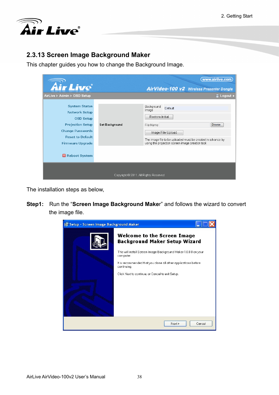 13 screen image background maker | AirLive AirVideo-100v2 User Manual | Page 43 / 63