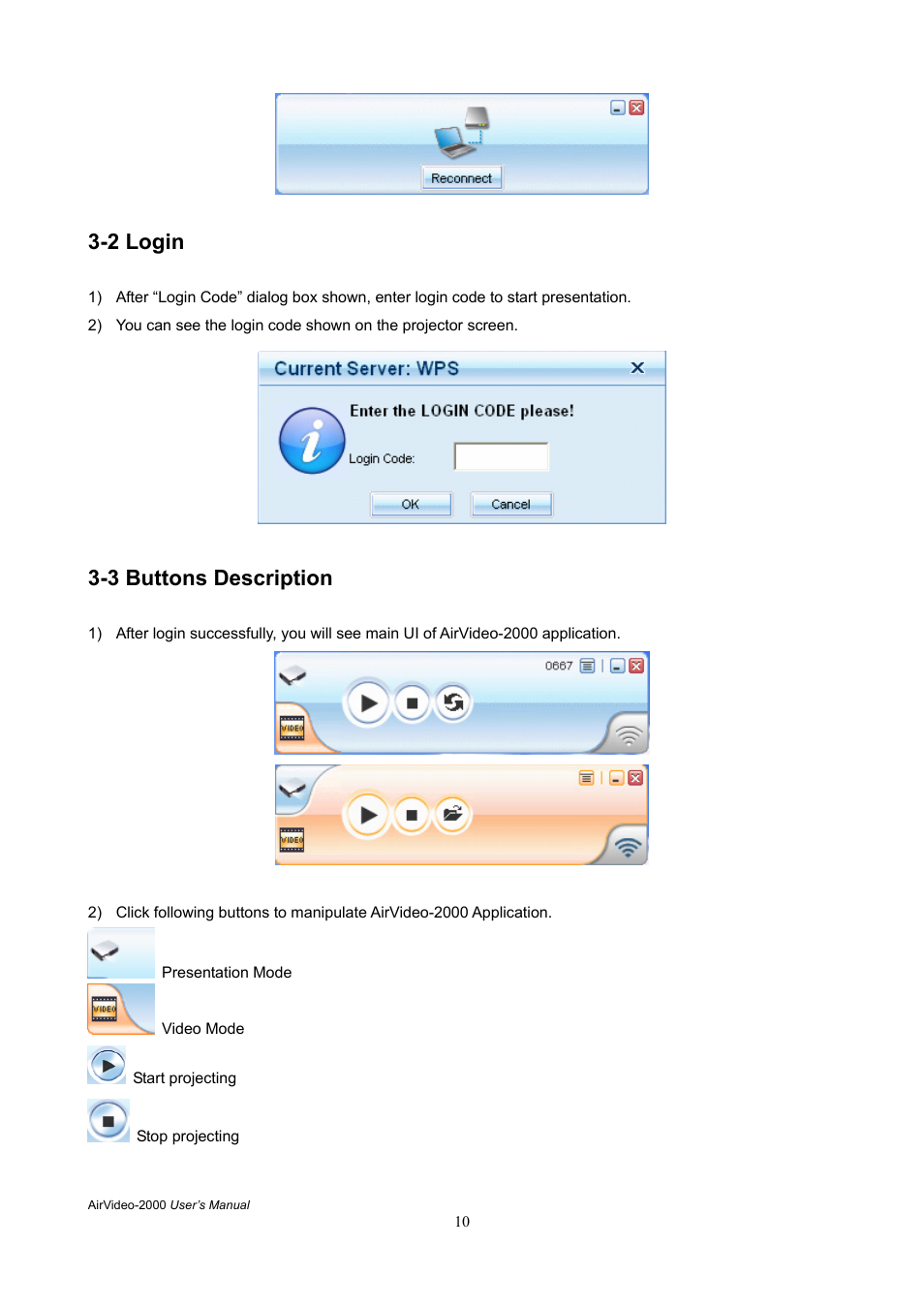 2 login, 3 buttons description | AirLive AirVideo-2000 User Manual | Page 13 / 31