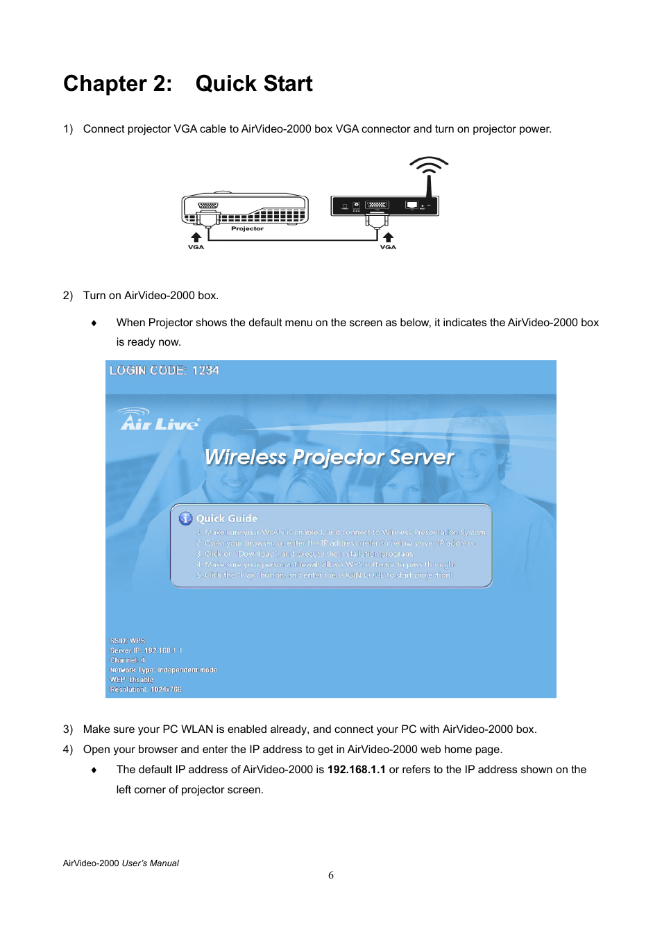 Chapter 2: quick start | AirLive AirVideo-2000 User Manual | Page 9 / 31