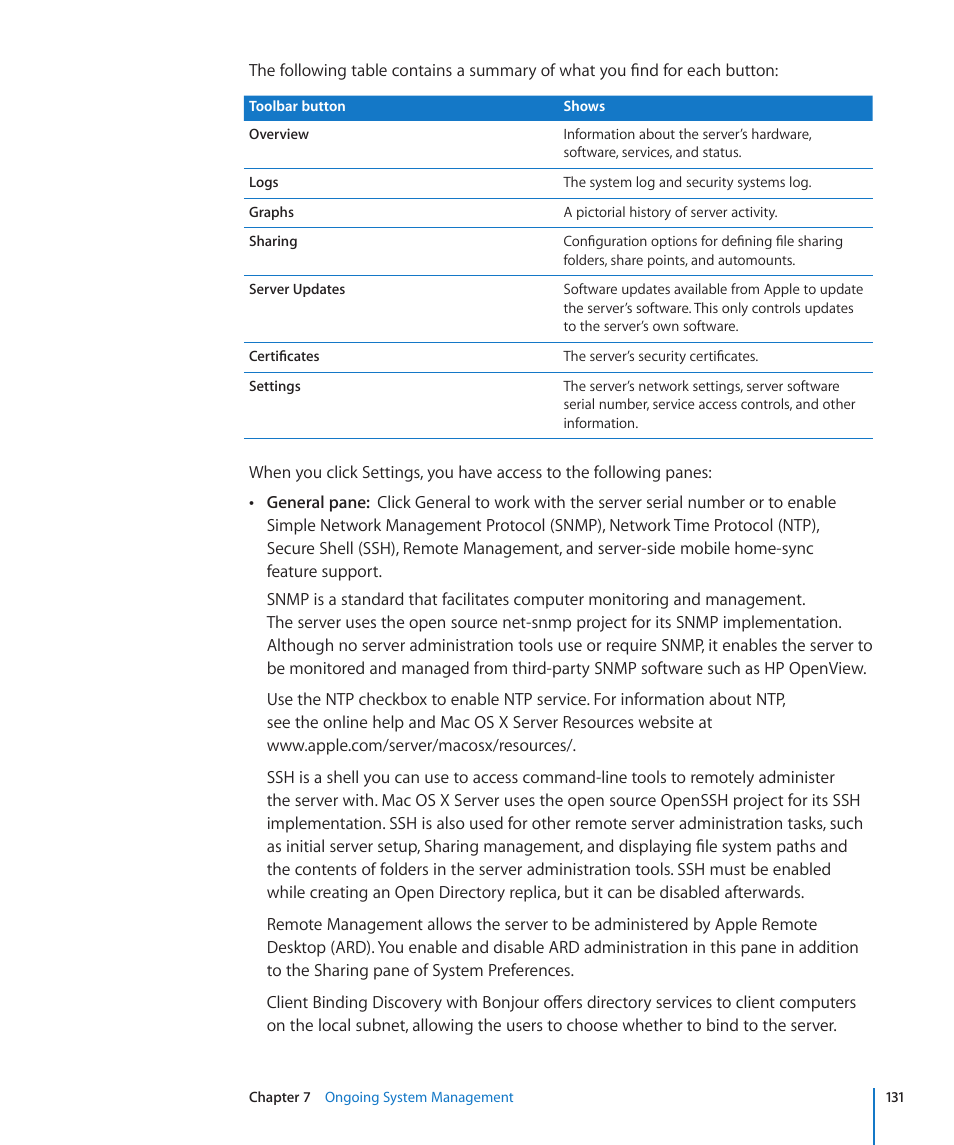 Apple Mac OS X Server (Version 10.6 Snow Leopard) User Manual | Page 131 / 197
