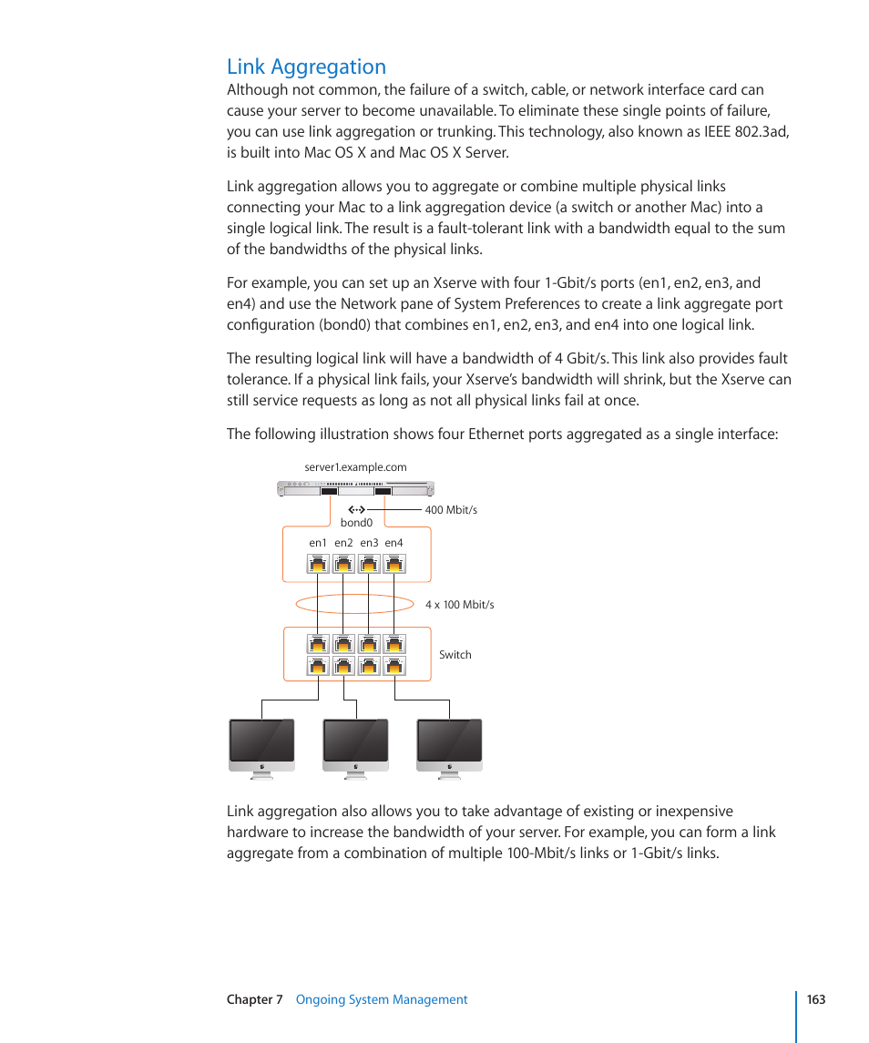 Link aggregation, 163 link aggregation | Apple Mac OS X Server (Version 10.6 Snow Leopard) User Manual | Page 163 / 197