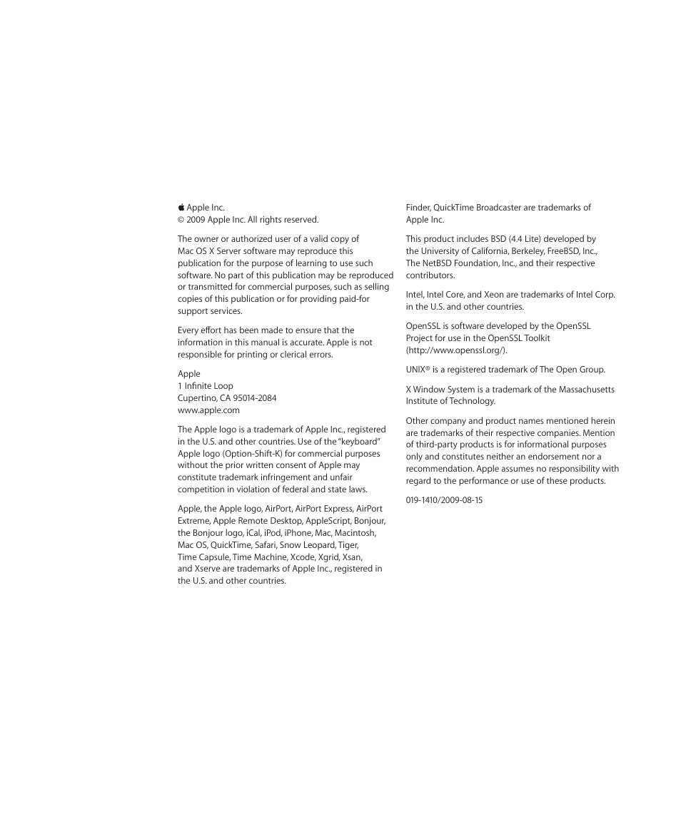 Apple Mac OS X Server (Version 10.6 Snow Leopard) User Manual | Page 2 / 197