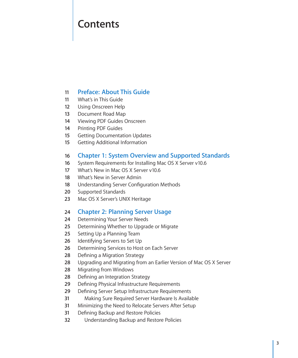 Apple Mac OS X Server (Version 10.6 Snow Leopard) User Manual | Page 3 / 197