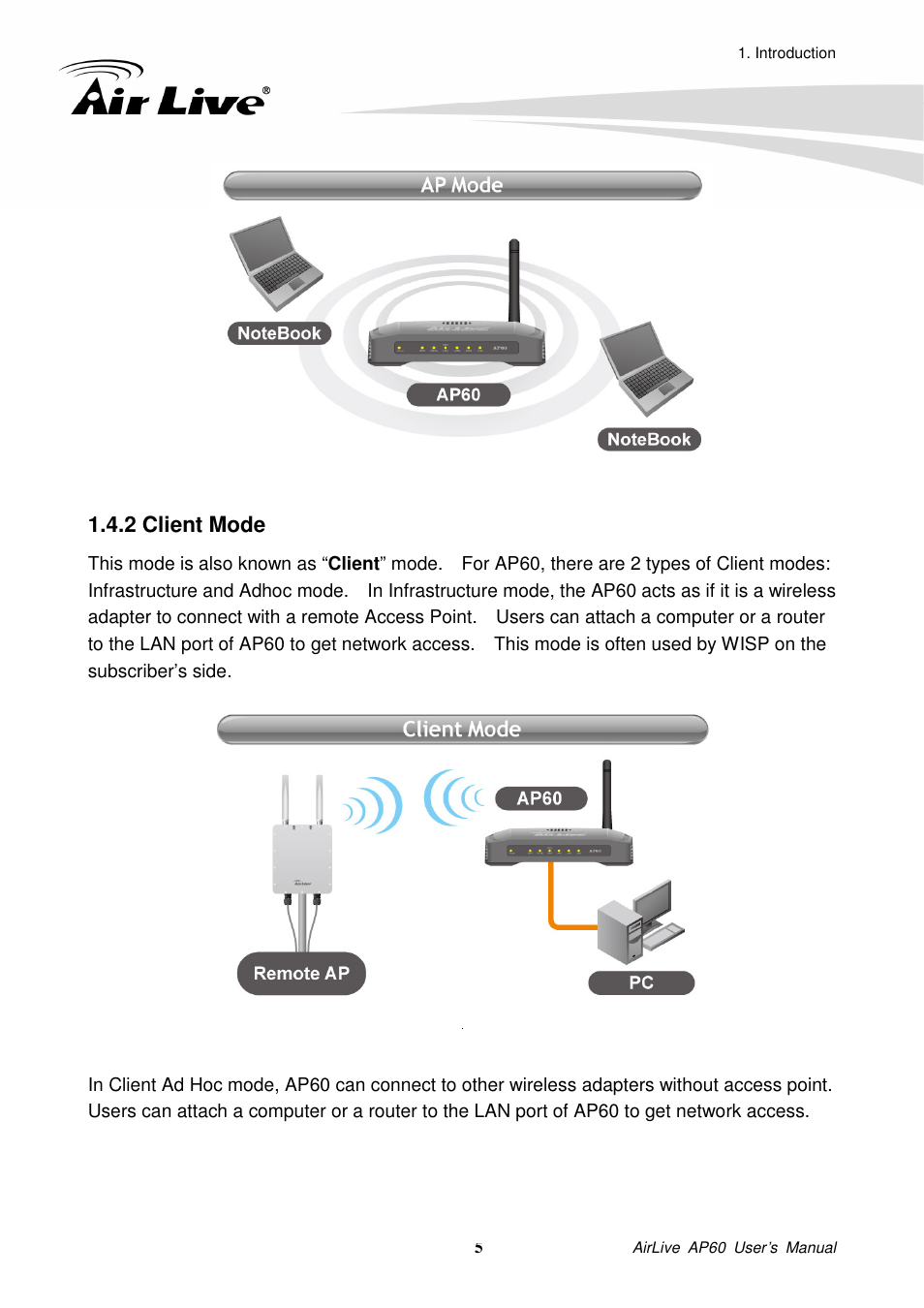 2 client mode | AirLive AP60 User Manual | Page 11 / 101