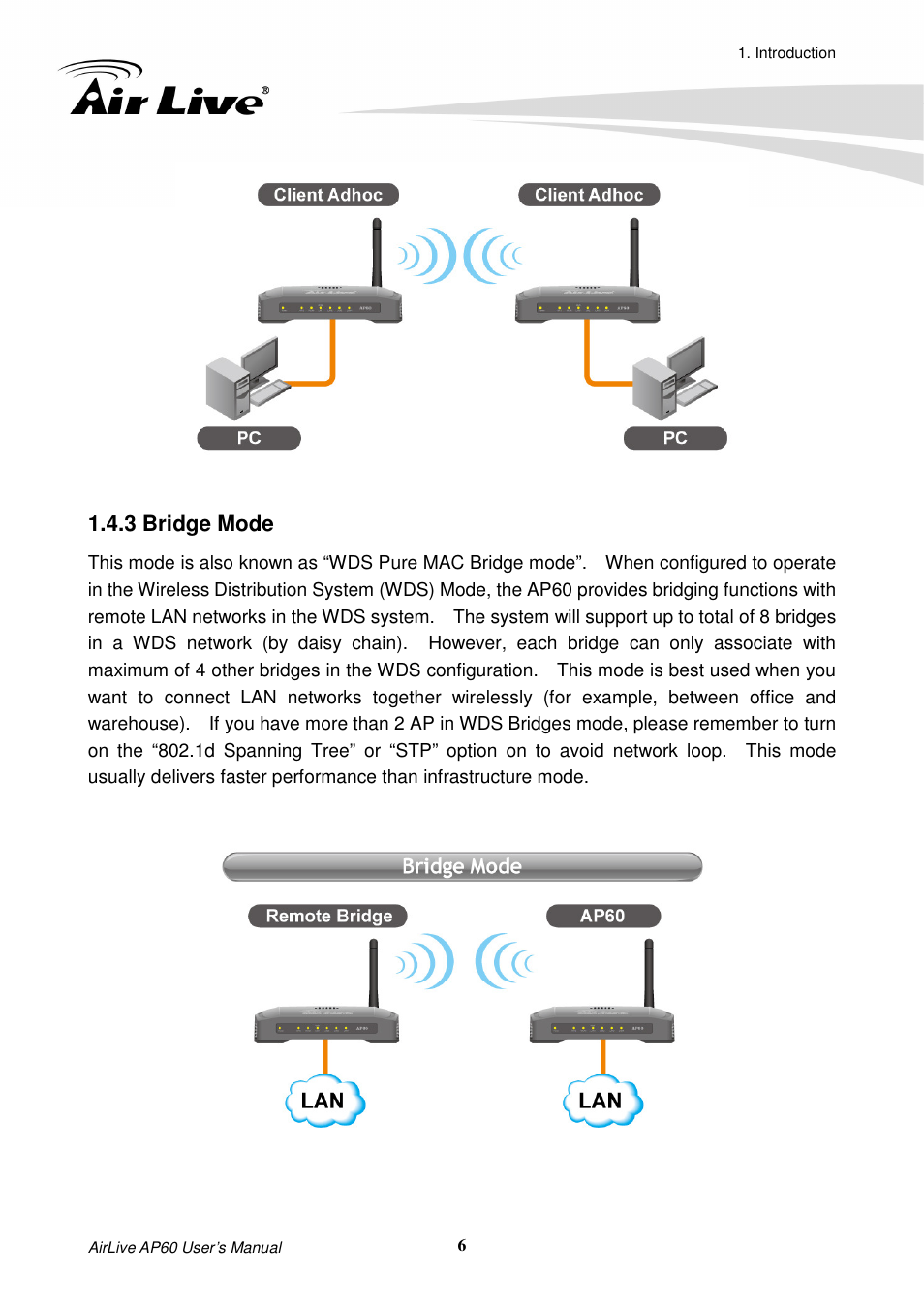 3 bridge mode | AirLive AP60 User Manual | Page 12 / 101
