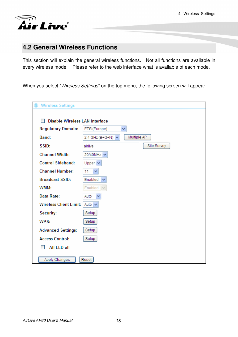 2 general wireless functions | AirLive AP60 User Manual | Page 34 / 101